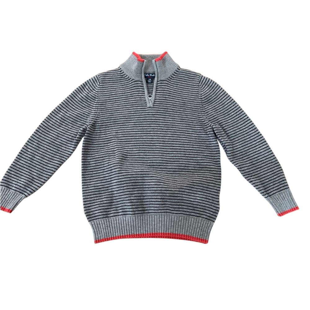 Brooks Brothers Red, Black and Gray Quarter-Zip Sweater